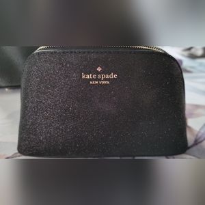Kate Spade New York Shimmy Glitter Fabric Small Cosmetic Case (Black)